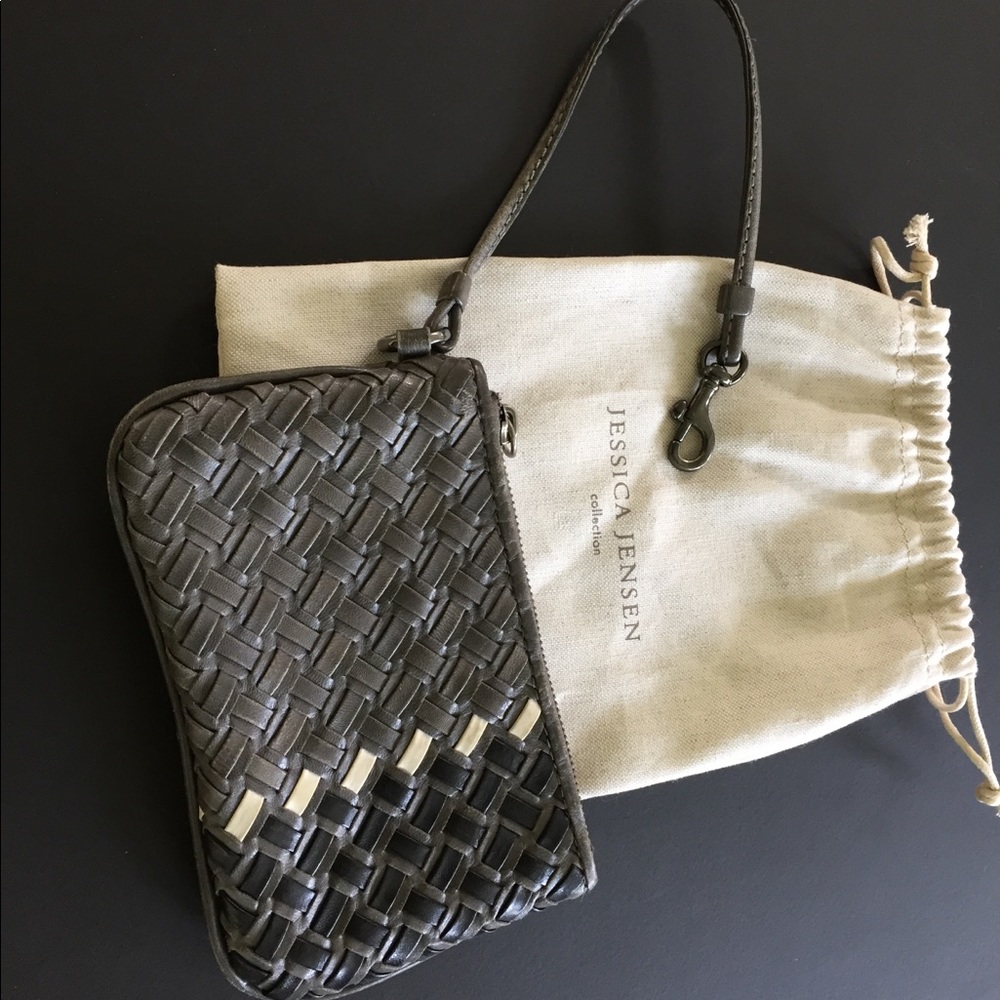 Jessica Jensen Collection woven leather wristlet